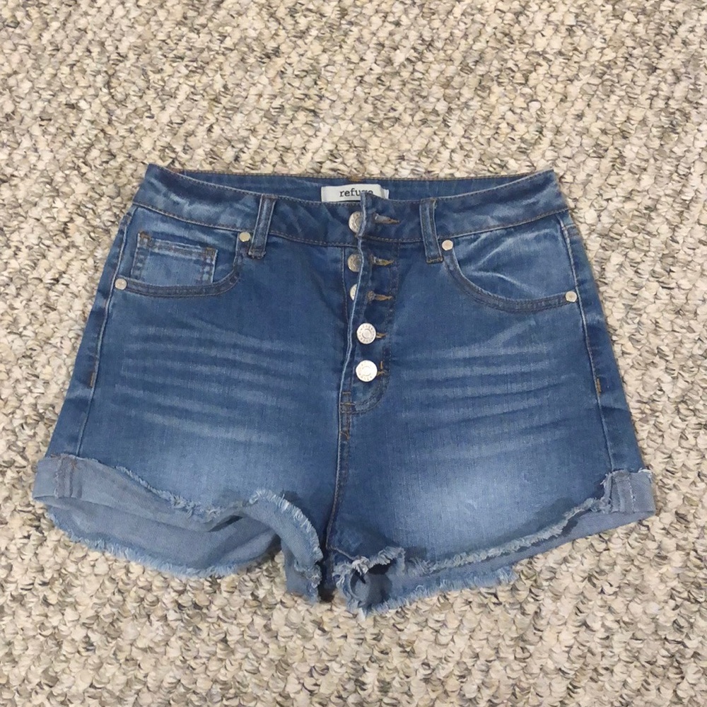 denim button up shorts